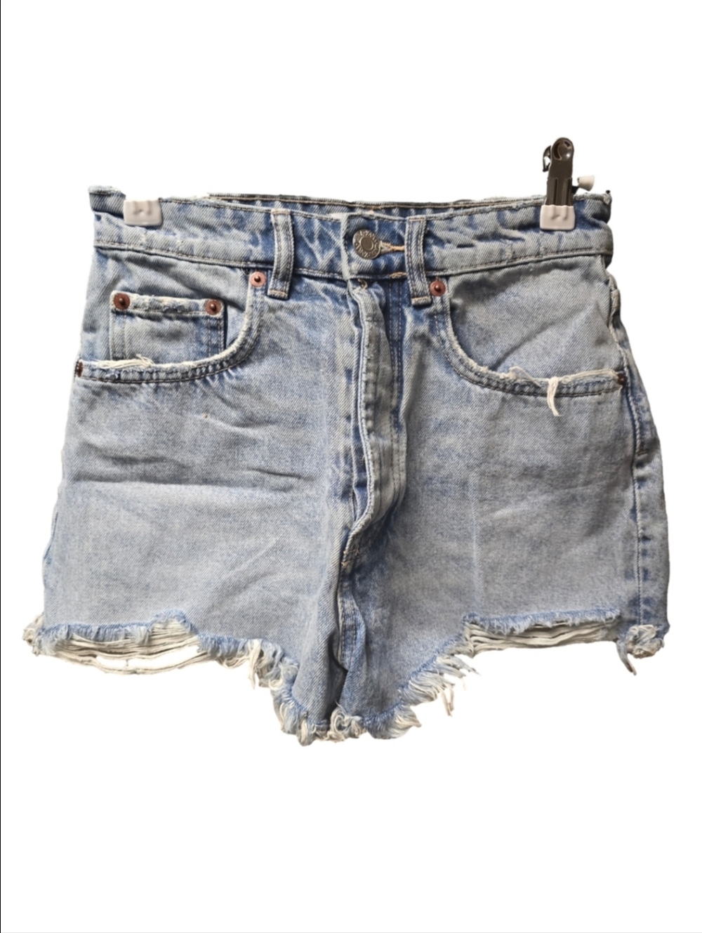 Zara Button Fly Light Blue Distressed Denim Cutoff Shorts Sz.2